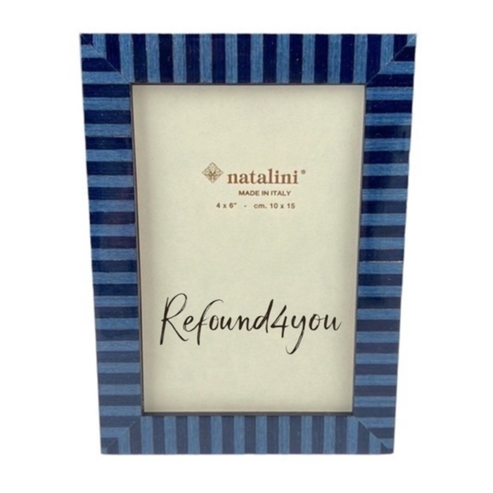Natalini - ‘Blue Stripes’ Wood Picture Frame. 4” x 6”.  NWT.